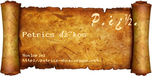Petrics Ákos névjegykártya